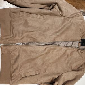 Porter and Ash Faux Suede Bomber Jacket Tan Medium